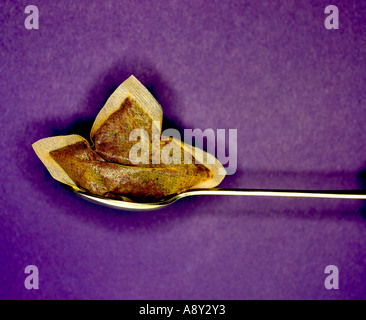 teabag on spoon Stock Photo