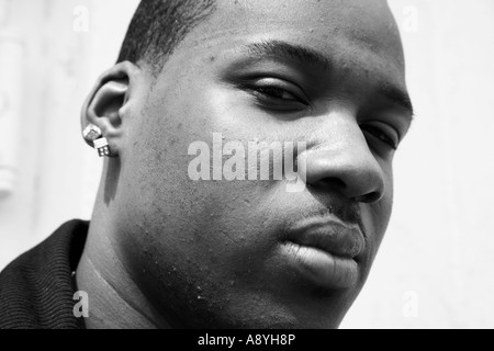 Portrait of a Young Man in Coney Island Stock Photo