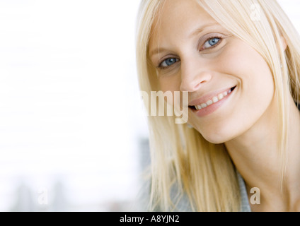 Blonde woman smiling, portrait Stock Photo