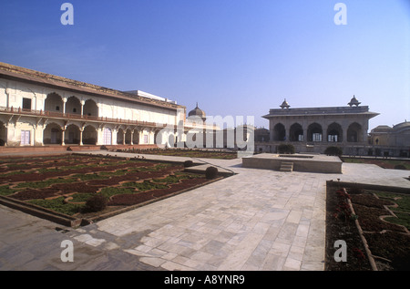 The Anguri Bagh formal gardens inside The Red Fort Agra India Stock Photo