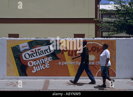 people walking on a street of Castries St Lucia island Caribbean Stock Photo