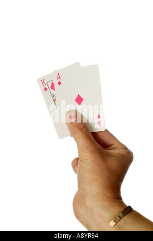 Blackjack hand, Pontoon, 21, Ace Queen, vintage nude playing cards with