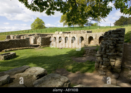 Well preserved Roman baths Chesters Roman Fort Northumberland UK Stock Photo