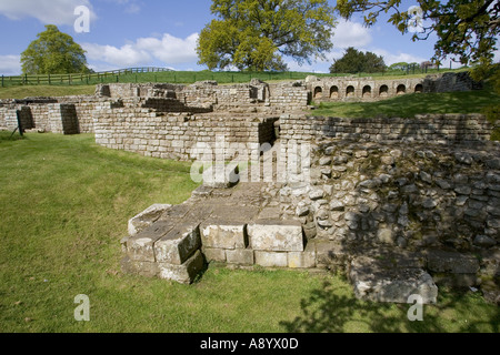 Well preserved Roman baths Chesters Roman Fort Northumberland UK Stock Photo