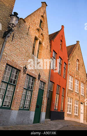 Vertical close up of traditional gabled houses that are characteristic of Bruges Stock Photo