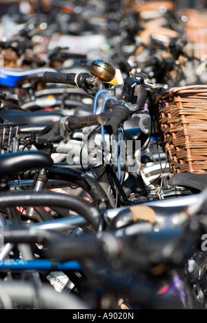 Cambridge University students bicycles Stock Photo