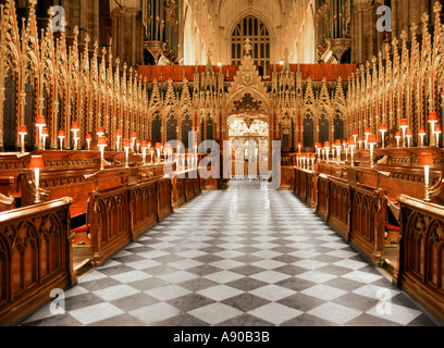 Westminster Abbey choir stalls part of historical interior of Collegiate Church of England Royal Peculiar Grade I Listed Building in London England UK Stock Photo