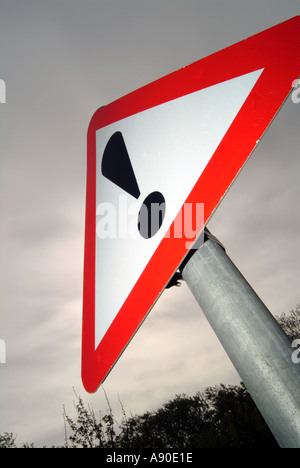 road sign road safety attention achtung insurance claim car insured warning exclamation danger accident prang dent warn duty Stock Photo