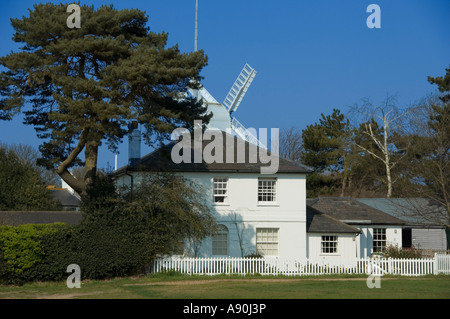 Cottage and windmill, Wimbledon Common, London, England Stock Photo