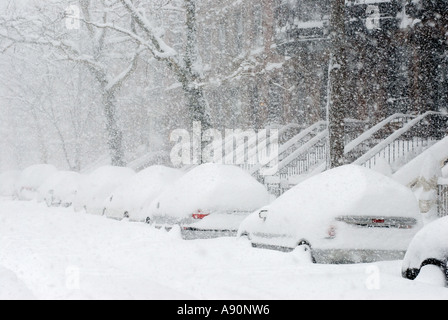 Cars Buried after Snowstorm in New York City Stock Photo