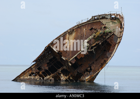 Bow of a shipwreck in the ocean Stock Photo