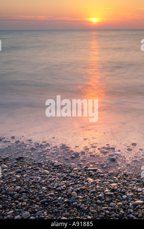 Sunrise Over Rocky Lake Michigan Shoreline Cave Point County Park Door ...