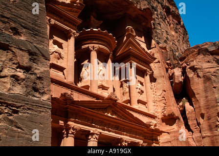 Upper part of the Treasury at Petra in Jordan Stock Photo