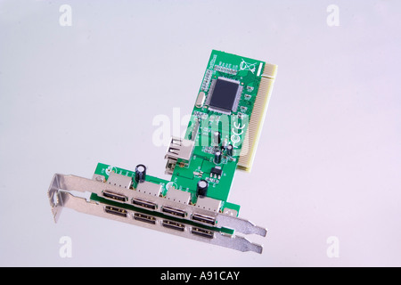 An internal 4 port usb hub for a computer Stock Photo