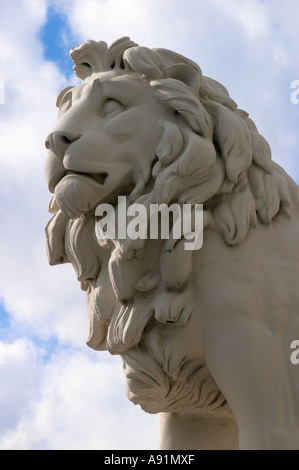 South Bank Lion by Westminster Bridge with London Eye in the background ...