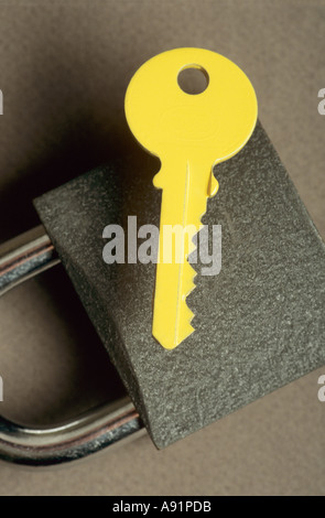 Padlock and key Stock Photo