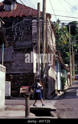 Caribbean, BWI, St. Lucia, Street Scene, Soufriere. Stock Photo