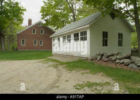 Brickett Place in Stow Maine USA.19th century historic brick farmhouse Stock Photo