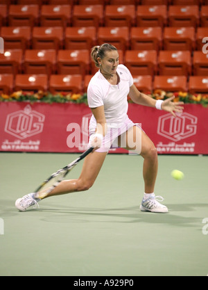 Nadia Petrova in action at the Qatar Total Open Doha 2006 which she won Stock Photo