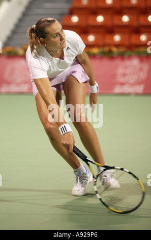 Nadia Petrova in action at the Qatar Total Open Doha 2006 which she won Stock Photo