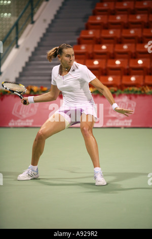 Nadia Petrova in action at the Qatar Total Open Doha 2006 which she won Stock Photo