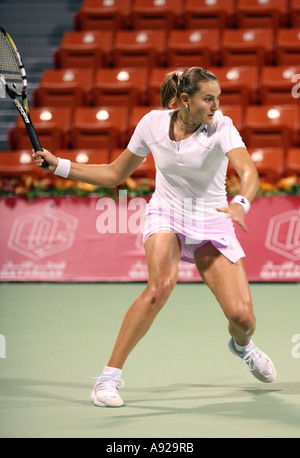 Nadia Petrova in action at the Qatar Total Open Doha 2006 Stock Photo