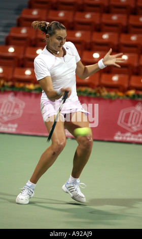 Nadia Petrova in action at the Qatar Total Open Doha 2006 which she won Stock Photo