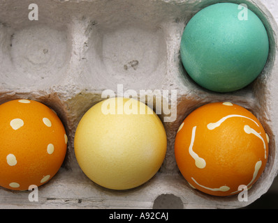 Colored easter eggs in a box Stock Photo
