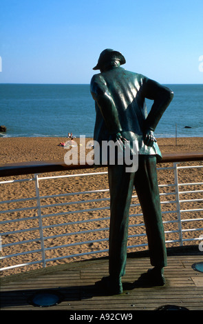 STATUE OF JACQUES TATI, OVERLOOKING BEACH AT ST. MARC-SUR-MER, SITE OF ...