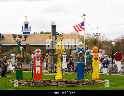 Old gas pumps at the Classic Auto Wash in Cromwell Connecticut Stock Photo