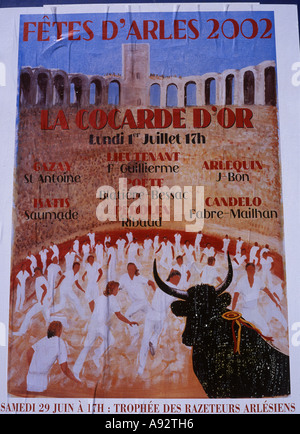 Bullfighting poster Les Arenes Arles Provence France Stock Photo