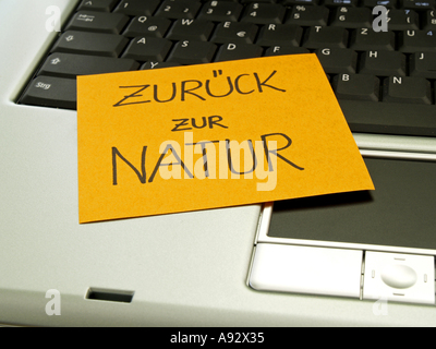 memo note on notebook back to nature Stock Photo