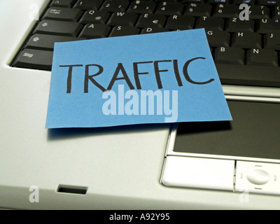 memo note on notebook traffic Stock Photo