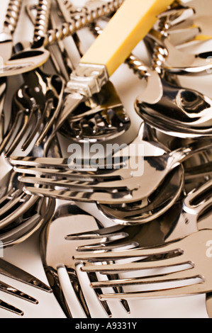 Pile of silverware Stock Photo