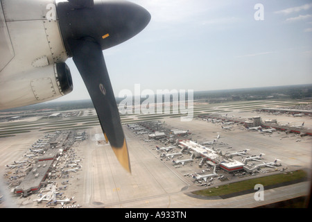 Georgia Peach State,Clayton County,Atlanta Hartsfield Jackson International Airport commercial flight,flying,airlines,Delta Airlines commuter flight t Stock Photo