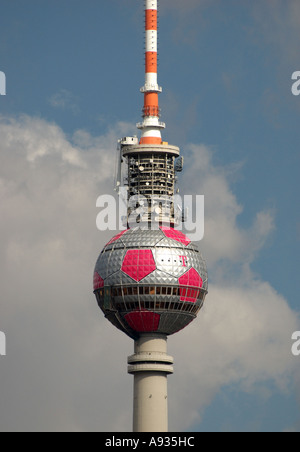 Berlin TV tower decorated for World Cup Stock Photo