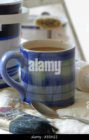 decorators cup of tea Stock Photo