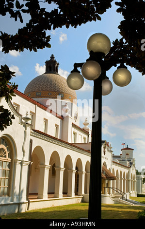 Bathhouse Row in Hot Springs AR in the Hot Springs National Park where thermal baths are available Stock Photo