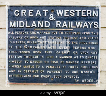 Great Western and Midland Railways warning sign Coleford Forest of Dean Gloucestershire England UK Stock Photo
