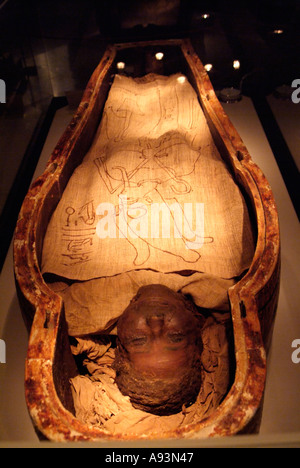Mummy of a high priest of Amun-Ra, Mummification Museum, Luxor, Egypt Stock Photo