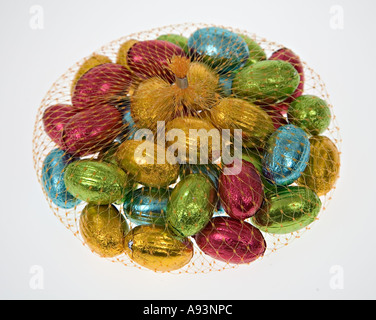 Small chocolate easter eggs Stock Photo