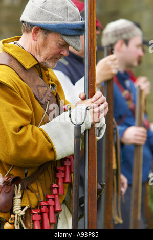 English Civil War musketeer, 17th century, historical re-enactment ...