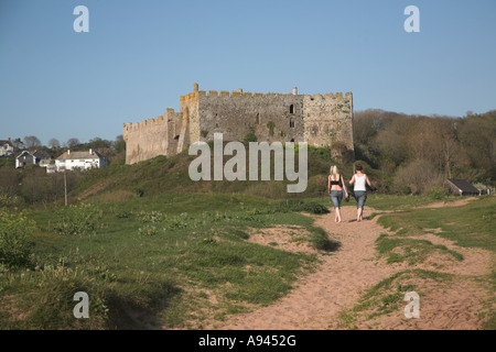 Manorbier castle, Pembrokeshire coast national park, Wales, UK Stock Photo