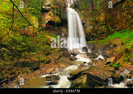 Autumn at Melincourt Falls near Neath in Glamorgan, South Wales. Stock Photo