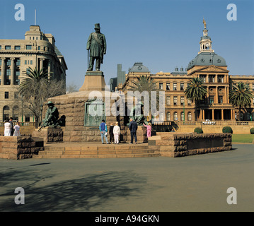 Tourists stand around the Paul Kruger Monument Church Square Pretoria Gauteng South Africa Stock Photo
