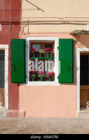 Green Shuttered House Murano Venice Lagoon Stock Photo