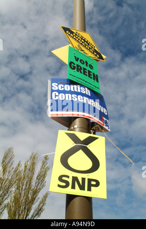 Political party election placards during the 2005 General Election, Edinburgh, Scotland UK. Stock Photo