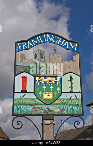 Village Sign Framlingham Suffolk UK Stock Photo