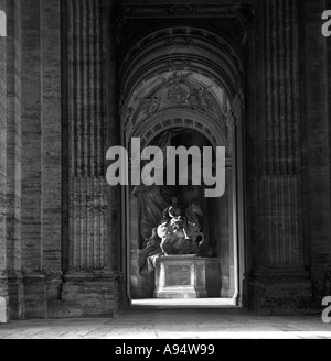 Statue of horse and rider in building in Rome Stock Photo