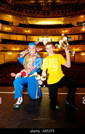 Blackpool Tower Circus clown Mookey juggling on the stage of the town's ...